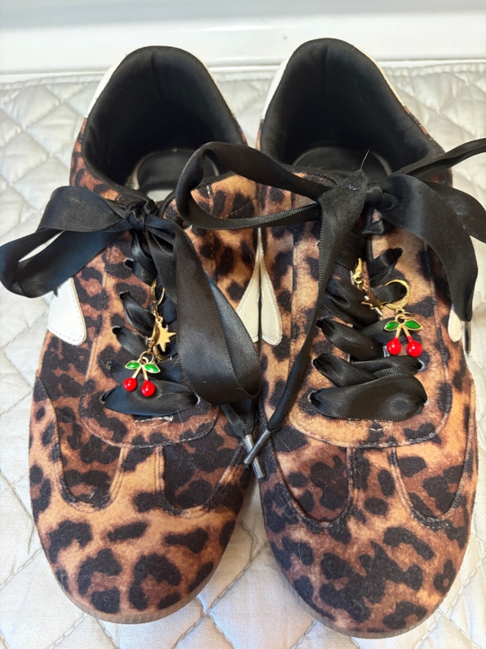 Dolce Vita Leopard-Print Sneakers with Cherry Charms - Black & Brown